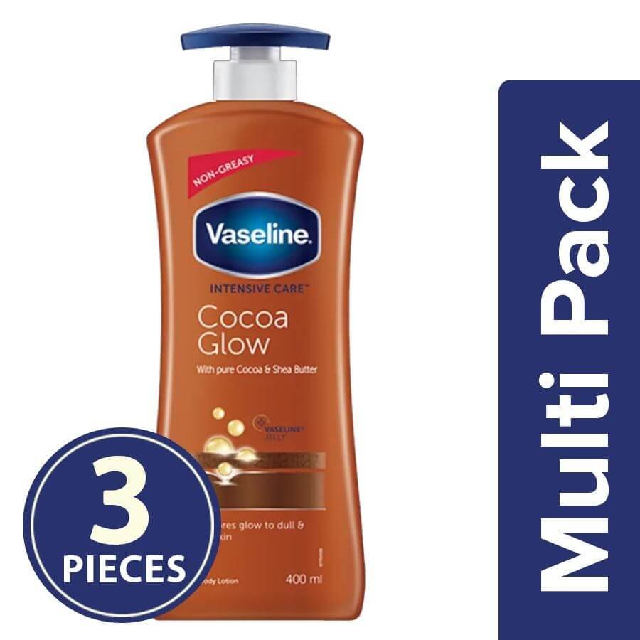 Vaseline Intensive Care Cocoa Glow Body Lotion, 3x400 ml Multipack